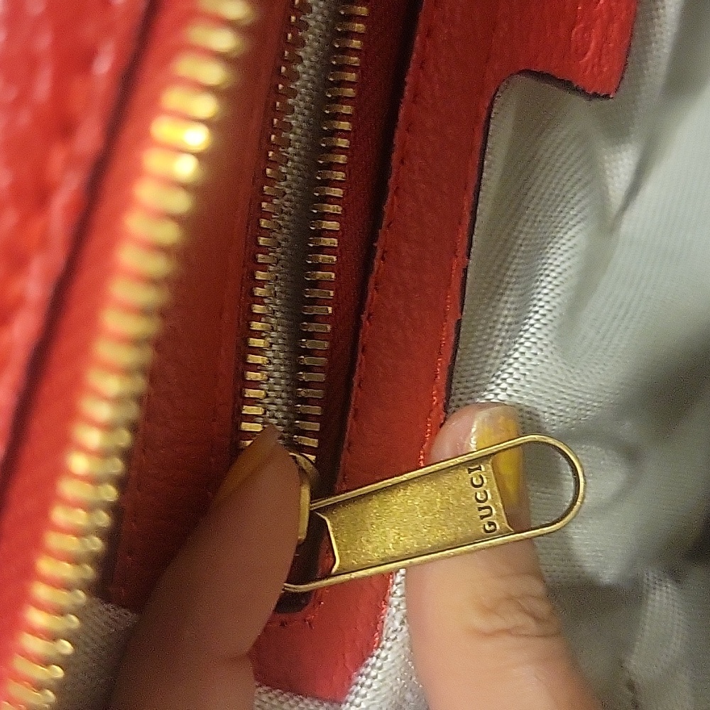 Gucci Red and Brown Apple Print Backpack - Picture 6 of 9